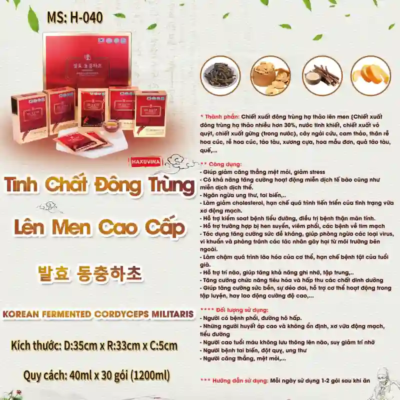 Tinh chất Đông Trùng Hạ Thảo lên men Hàn Quốc
