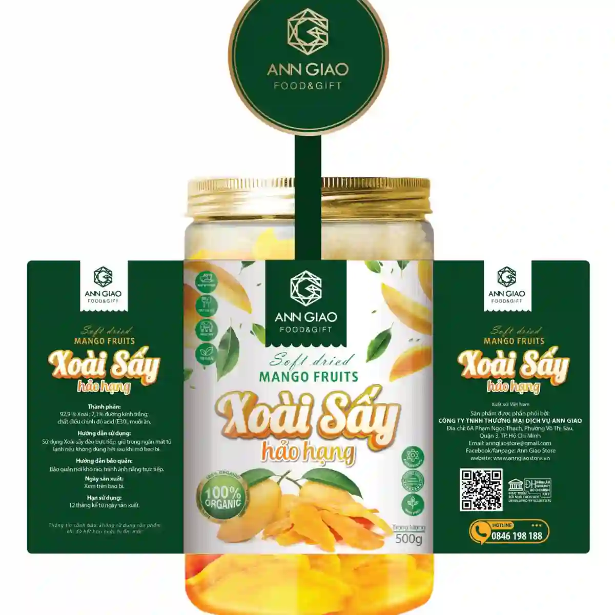 Xoài sấy dẻo hảo hạng - Hộp 500gr